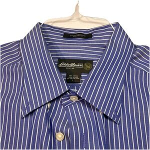 VTG Eddie Bauer men's button Down Blue Stripe Size Large EUC